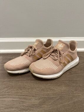 adidas Beige Pink Knit Running Shoes